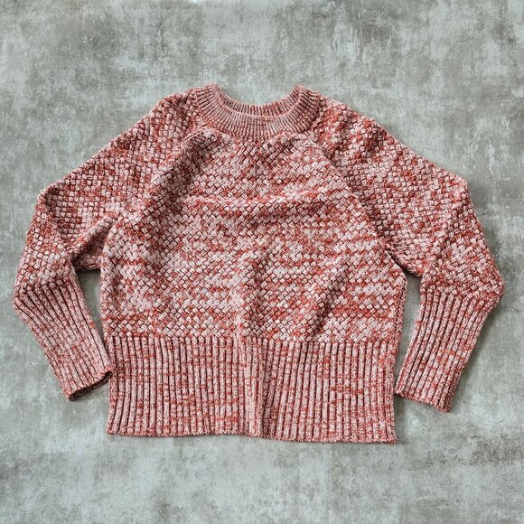Universal Thread | Boho brick red white chunky cable knit sweater  | WMS S - Picture 1 of 6